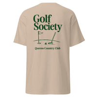  Queens Country Club Golf Society graphic tee with golf flag and putter design NYC golf culture shirt