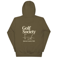 Queens Country Club Golf Society hoodie back graphic putting green design NYC golf apparel