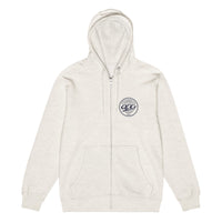 Queens Country Club “QCG Globe” Premium Full-Zip Hoodie – oatmeal heather front