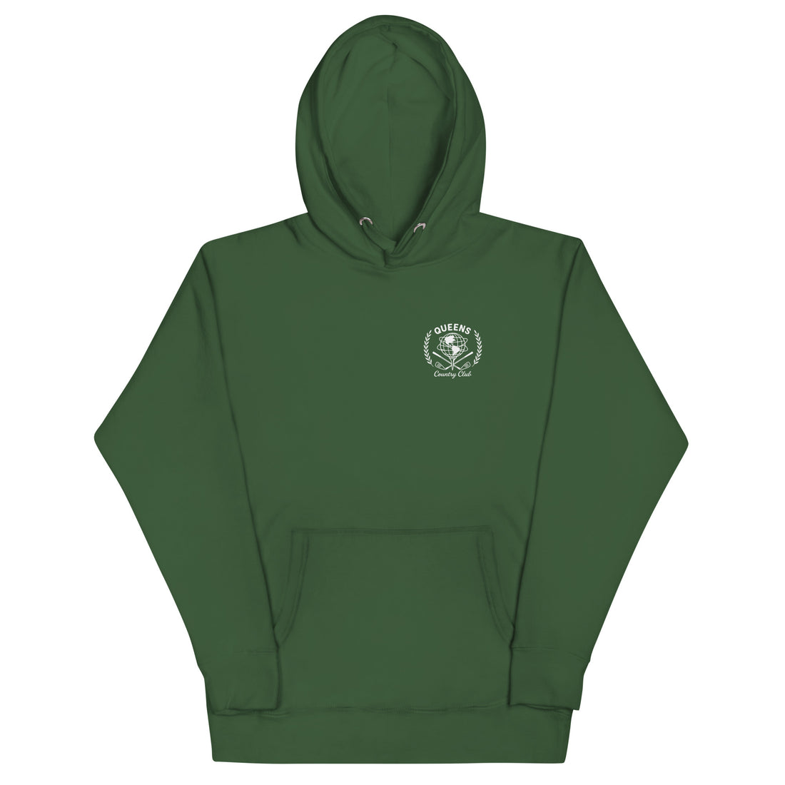 Queens Unisphere Golf Ball Tee Hoodie Forest Green
