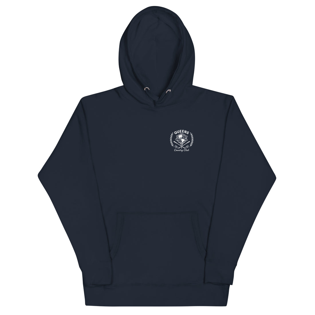   Queens Unisphere Golf Ball Tee Hoodie Navy