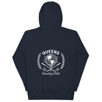   Queens Unisphere Golf Ball Tee Hoodie Navy Back