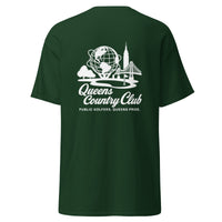 Green t-shirt with 'Queens Country Club' logo on the back. Queens Unisphere Golf Tee