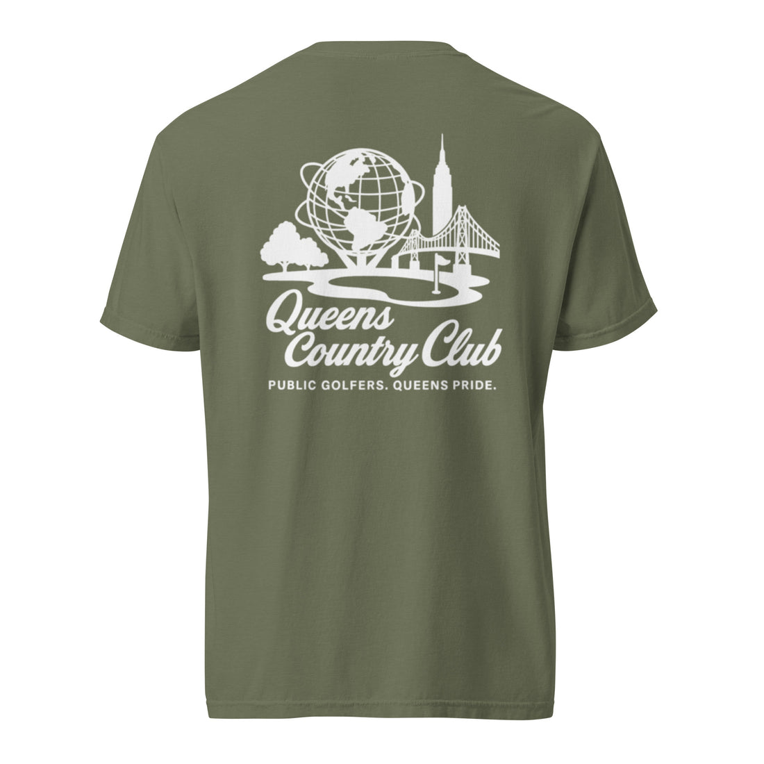  'Queens Country Club' logo on the front and back. Queens Unisphere Golf Tee 