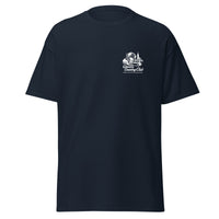 Navy blue t-shirt with a white logo on the chest, Queens Unisphere Golf Tee