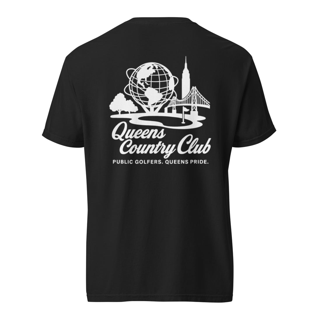 'Queens Country Club' logo on the front and back. Queens Unisphere Golf Tee  
