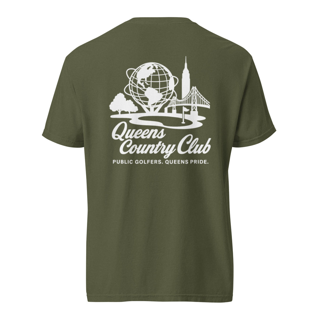  'Queens Country Club' logo on the front and back. Queens Unisphere Golf Tee 