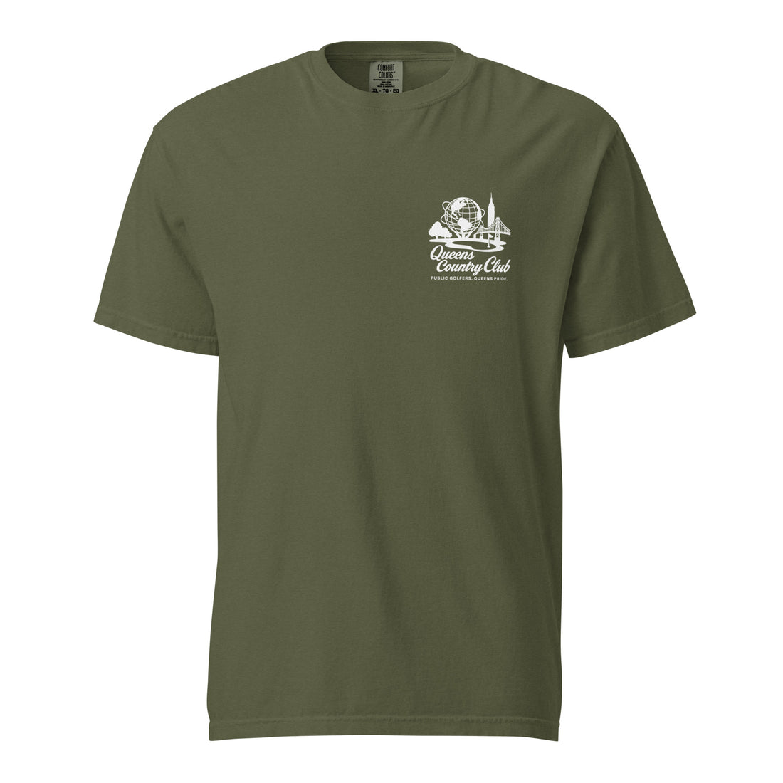  'Queens Country Club' logo on the front and back. Queens Unisphere Golf Tee 