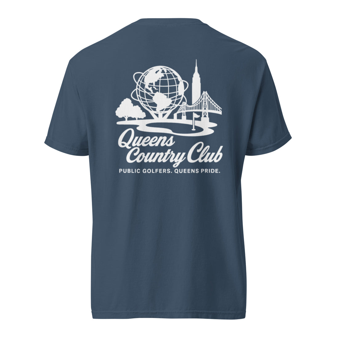  'Queens Country Club' logo on the front and back. Queens Unisphere Golf Tee 