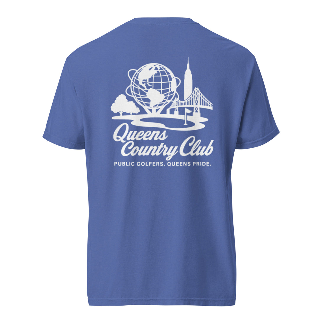  'Queens Country Club' logo on the front and back. Queens Unisphere Golf Tee 