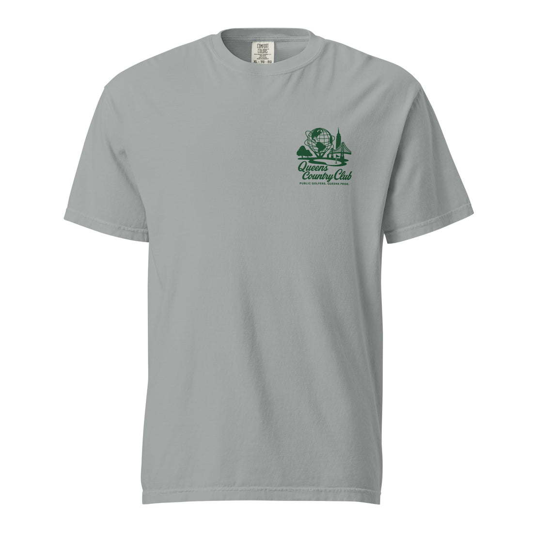  t-shirt with 'Queens Country Club' logo on the back. Queens Unisphere Golf Tee