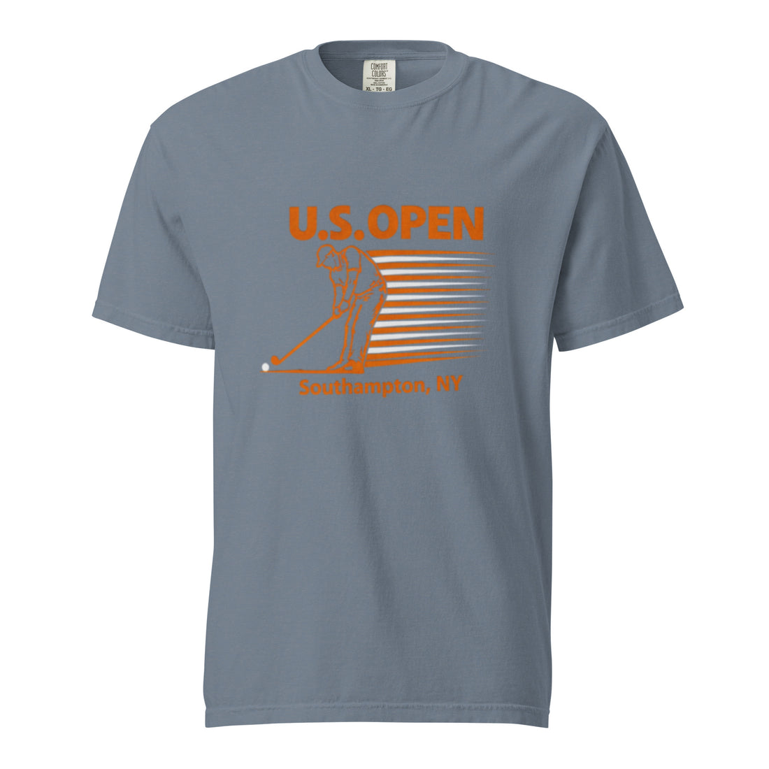  U.S. Open golf T-shirt featuring a retro golfer graphic and Southampton, NY typography inspired by Shinnecock Hills Golf Club and New York golf culture.