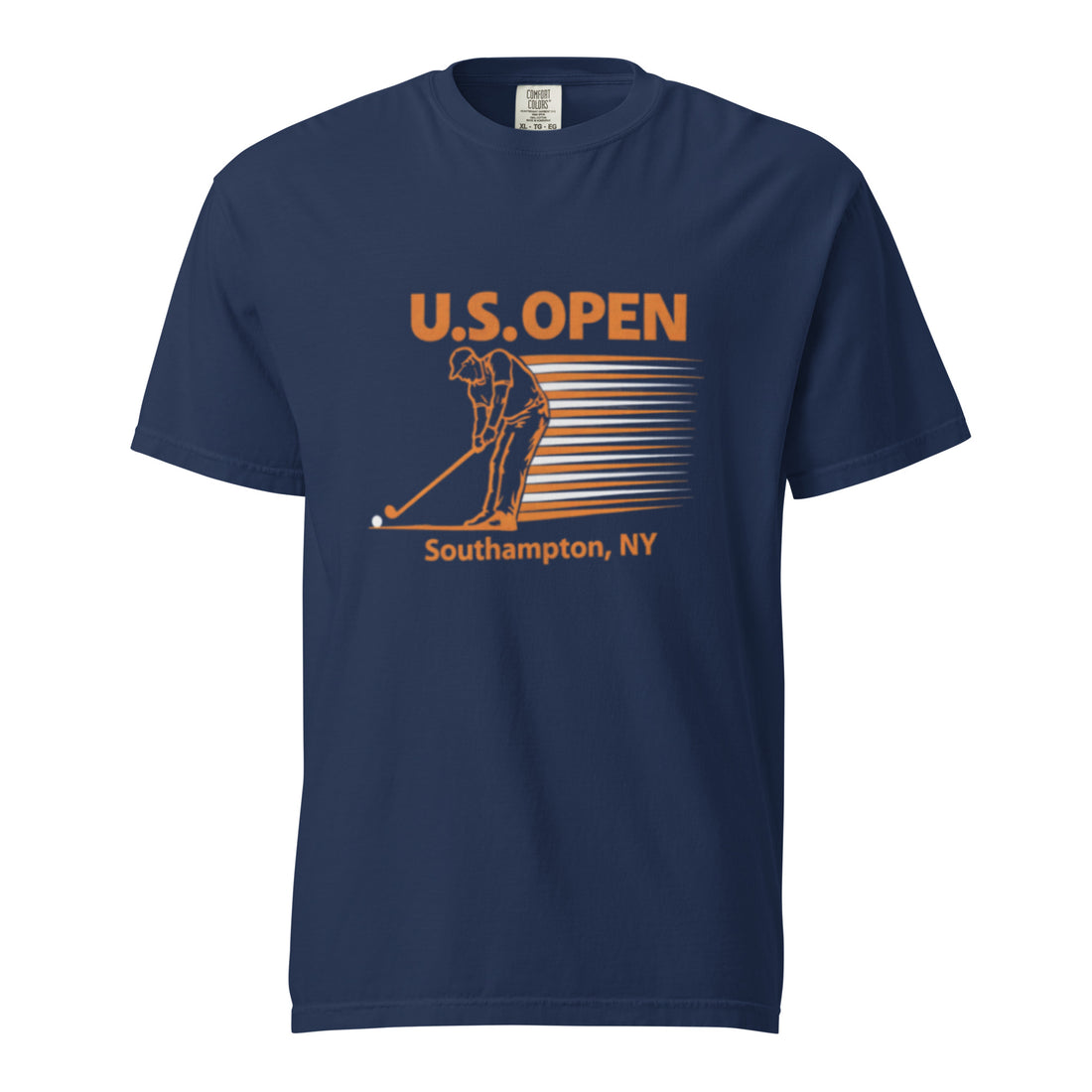  U.S. Open golf T-shirt featuring a retro golfer graphic and Southampton, NY typography inspired by Shinnecock Hills Golf Club and New York golf culture.