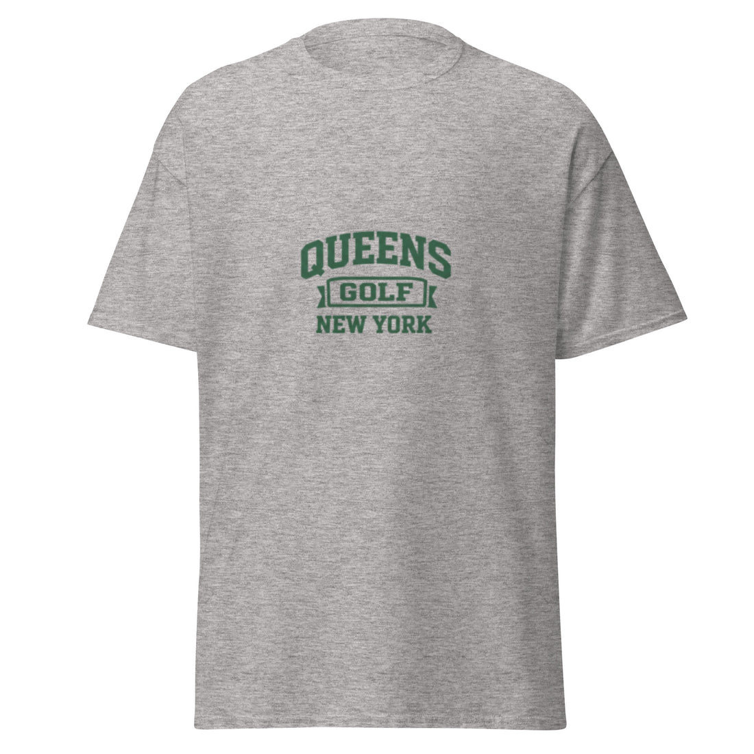  Queens Collegiate Golf Tee by Queens Country Club featuring varsity Queens Golf New York graphic inspired by NYC public golf culture.