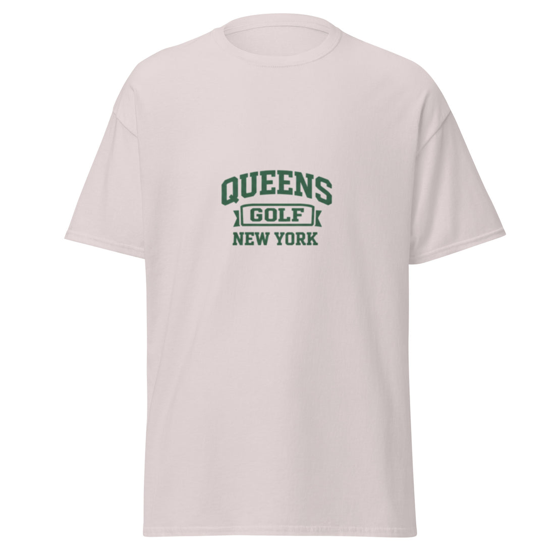   Queens Collegiate Golf Tee by Queens Country Club featuring varsity Queens Golf New York graphic inspired by NYC public golf culture.