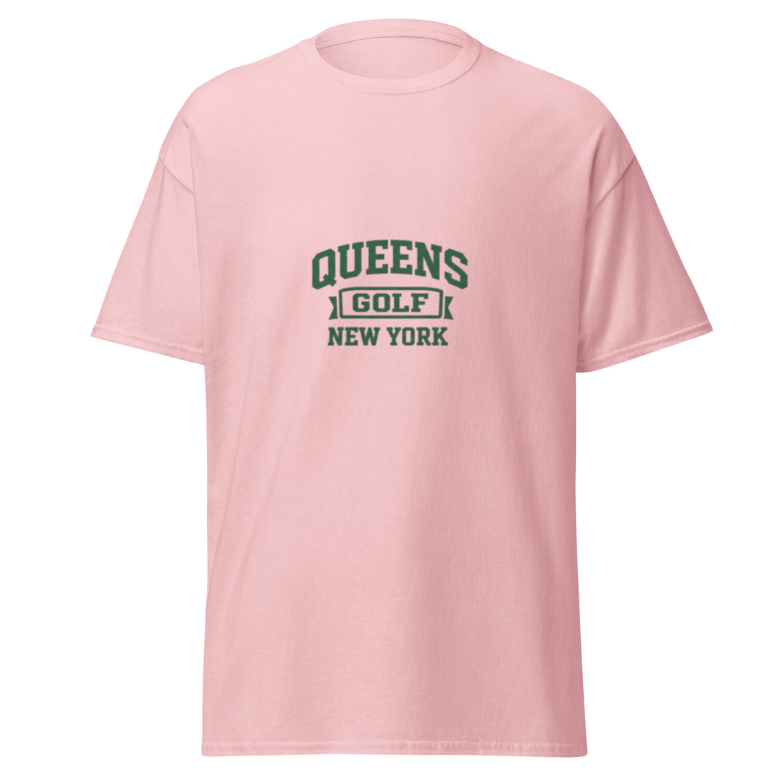   Queens Collegiate Golf Tee by Queens Country Club featuring varsity Queens Golf New York graphic inspired by NYC public golf culture.