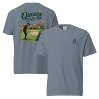 Blue Jean Douglaston Golf Course Tee featuring the QCC public golf graphic, front-and-back product mockup