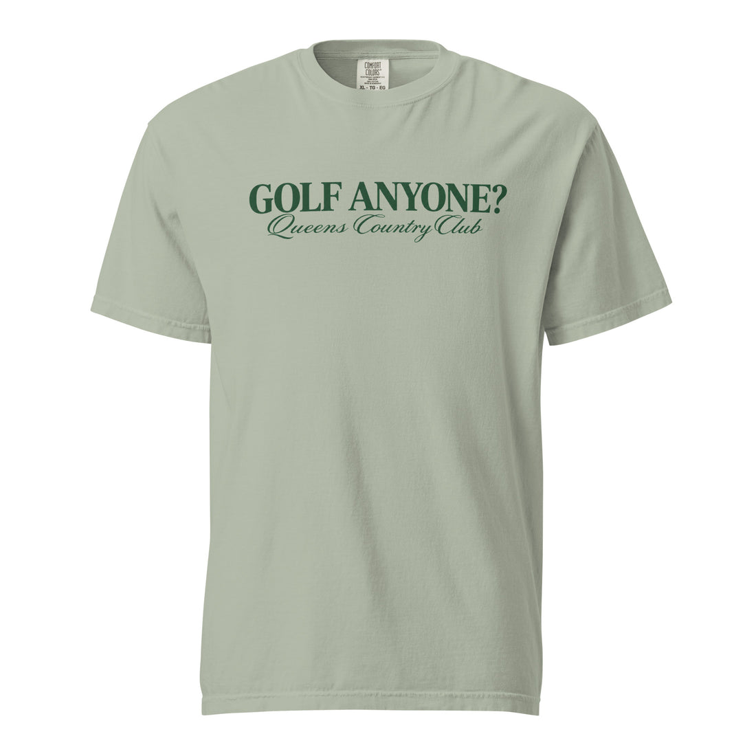 Queens Country Club Golf Anyone? Tee with green print in Bay, front view