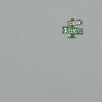 QCC No Carts Beyond This Point Tee in Granite, front view showing One Putt and Queens street-sign chest graphic.