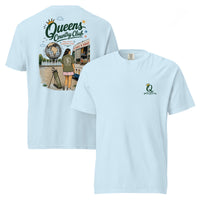 Chambray Queens Summer Country Club Tee featuring the seasonal QCC golf graphic, front-and-back product mockup