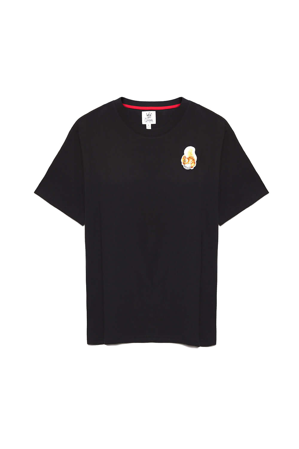 QCC T-shirt featuring squirrel and golf ball embroidery on chest | Queens Country Club