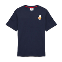 Navy blue QCC T-shirt featuring squirrel and golf ball embroidery on chest | Queens Country Club