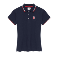 Fine quality pique jersey Polo-Women's navy polo shirt with red and white QCC crest patch and contrast tipped colla | Queens Country Club