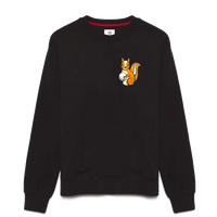 crewneck sweatshirt featuring an Chenille embroidered patch of the Queens Country Club squirrel mascot holding a golf ball on the left chest. Simple…