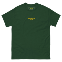 Queens Country Club T-shirt featuring minimalist front text 'Queens Country Club New York' and bold back graphic of NYC borough map with golf flags.…