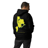 hoodie with green 'Queens Country Club New York' text on front Minimalist NYC golf streetwear inspired by borough pride and classic athletic…