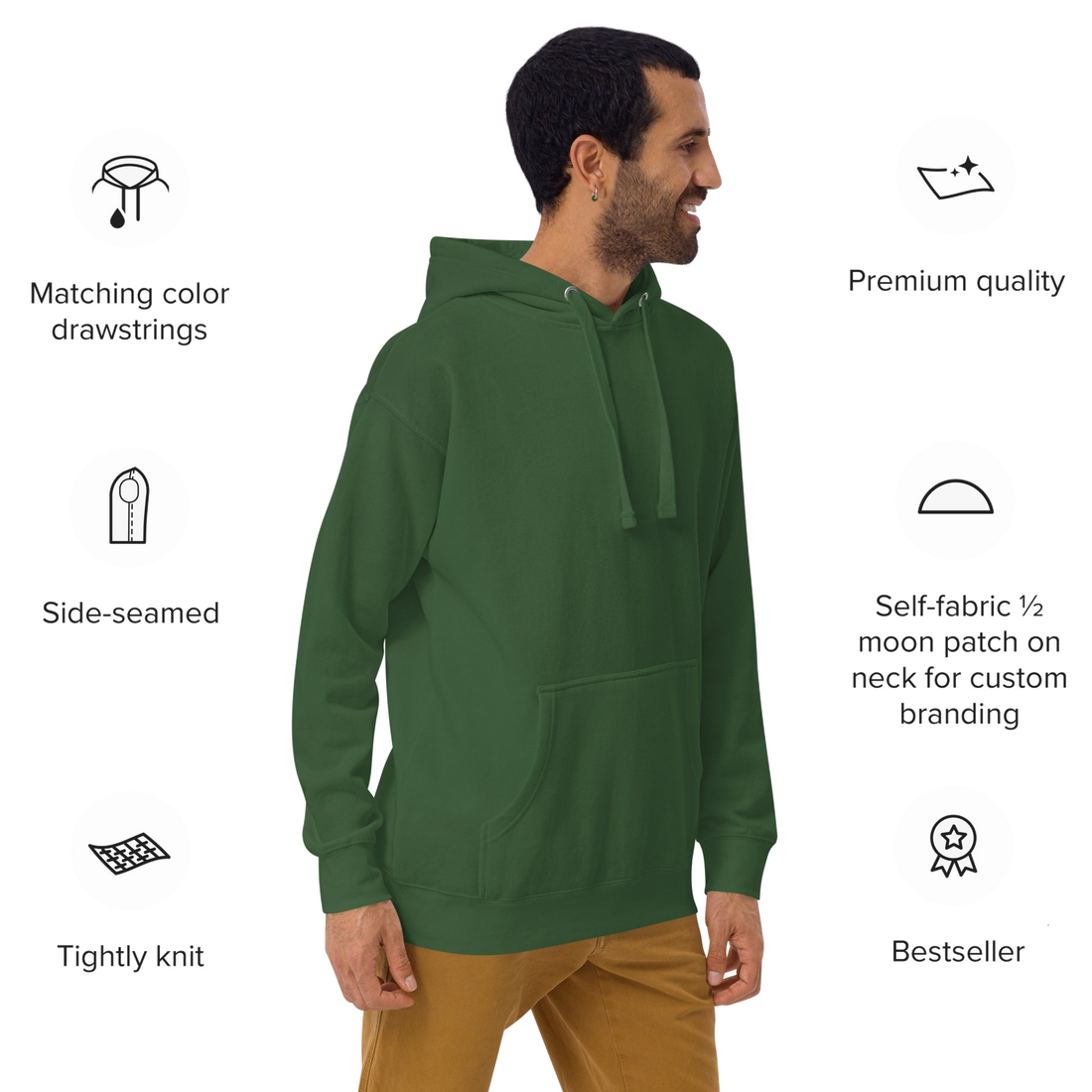 NYC Masters Hoodie Green & Black in Forest Green — right-front view | Queens Country Club
