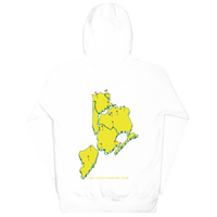 hoodie with green 'Queens Country Club New York' text on front Minimalist NYC golf streetwear inspired by borough pride and classic athletic…