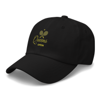 Black cap with 'Queens Open' text and logo | Queens Country Club