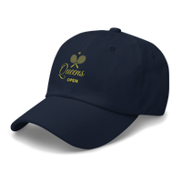 Navy blue cap with gold text and logo on a light gray background | Queens Country Club