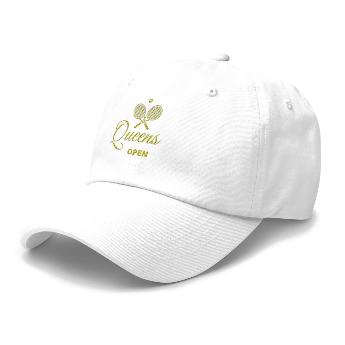 White cap with 'Queens Open' logo | Queens Country Club