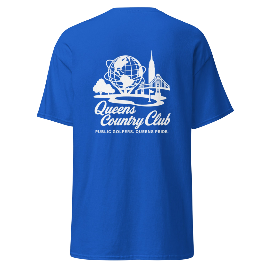 Queens Unisphere Golf Tee – product view 4, Queens golf apparel by Queens Country Club