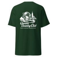 Green t-shirt with 'Queens Country Club' logo on the back. Queens Unisphere Golf Tee