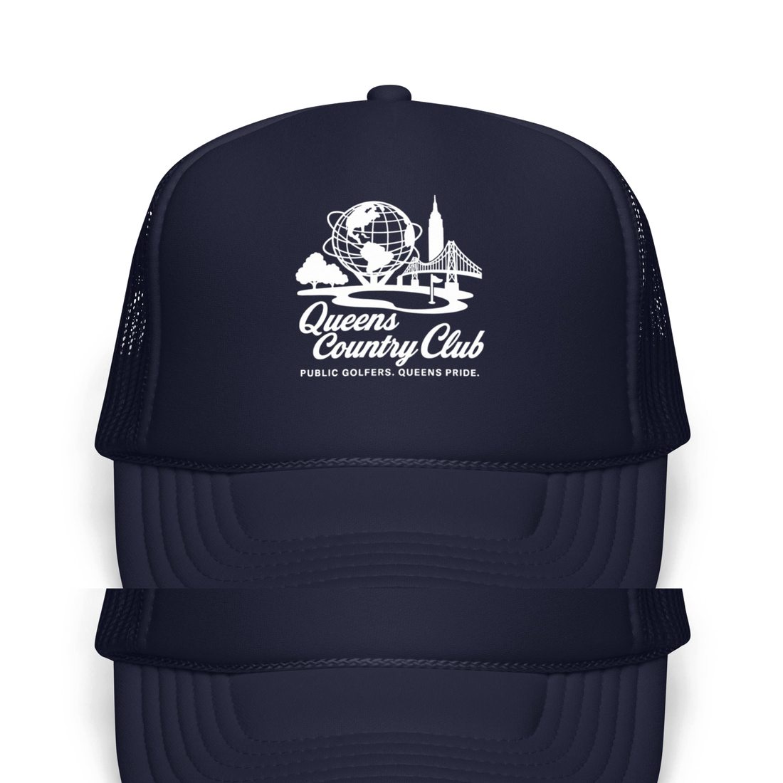 Queens Unisphere Golf Foam trucker hat – product view 3, Queens golf apparel by Queens Country Club