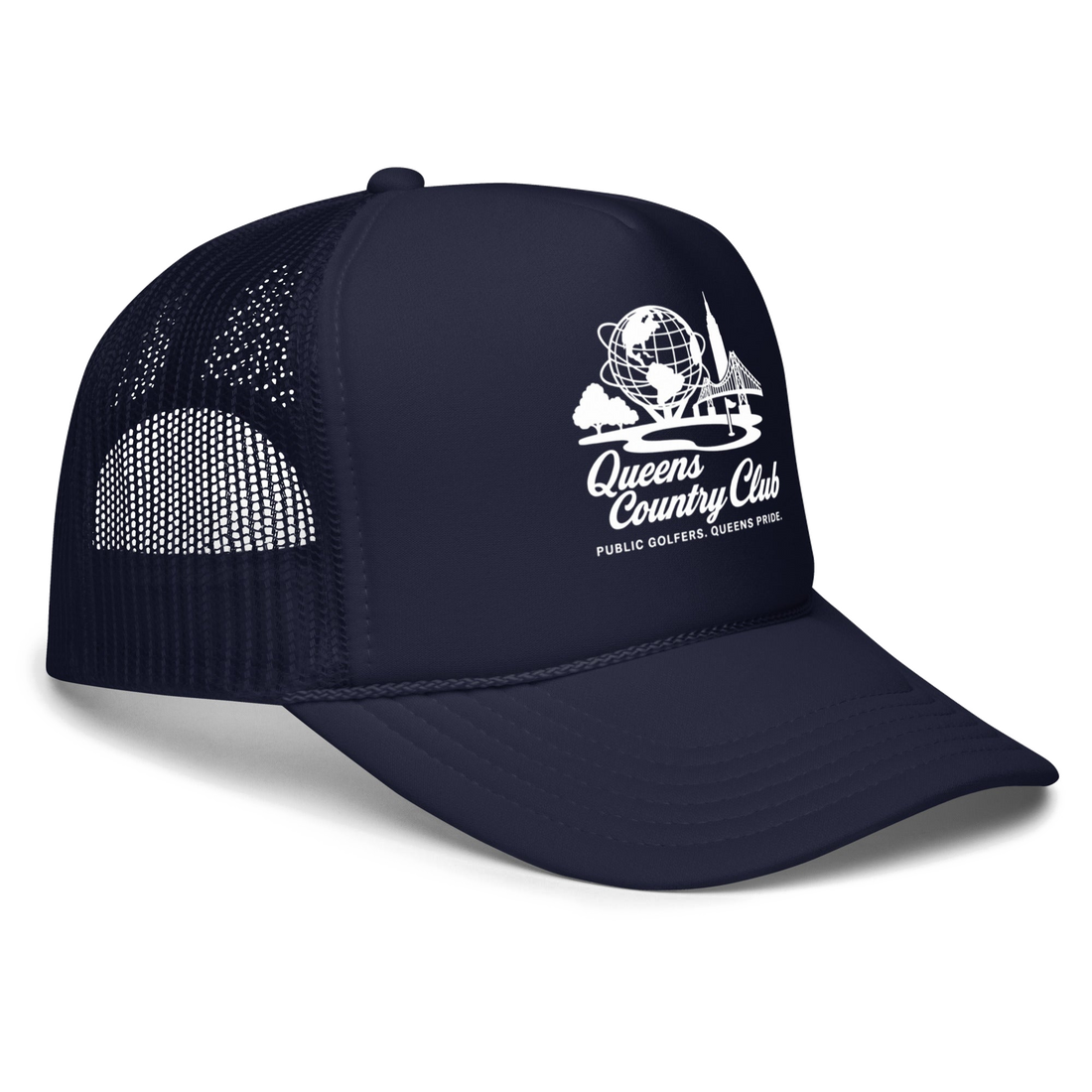 Queens Unisphere Golf Foam trucker hat – product view 4, Queens golf apparel by Queens Country Club
