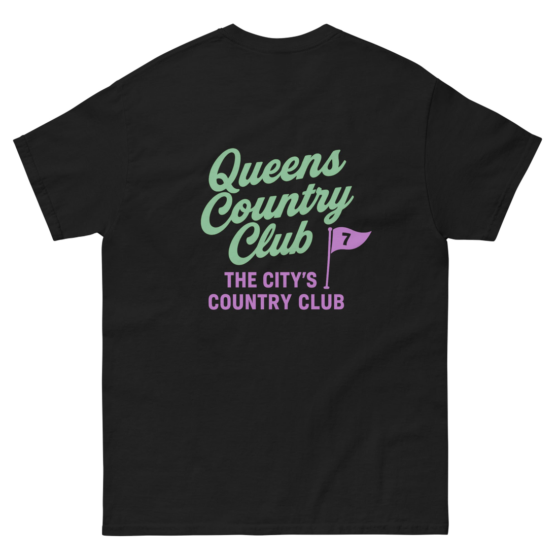 Queens CC “City’s Country Club” Tee – product view 6, Queens golf apparel by Queens Country Club