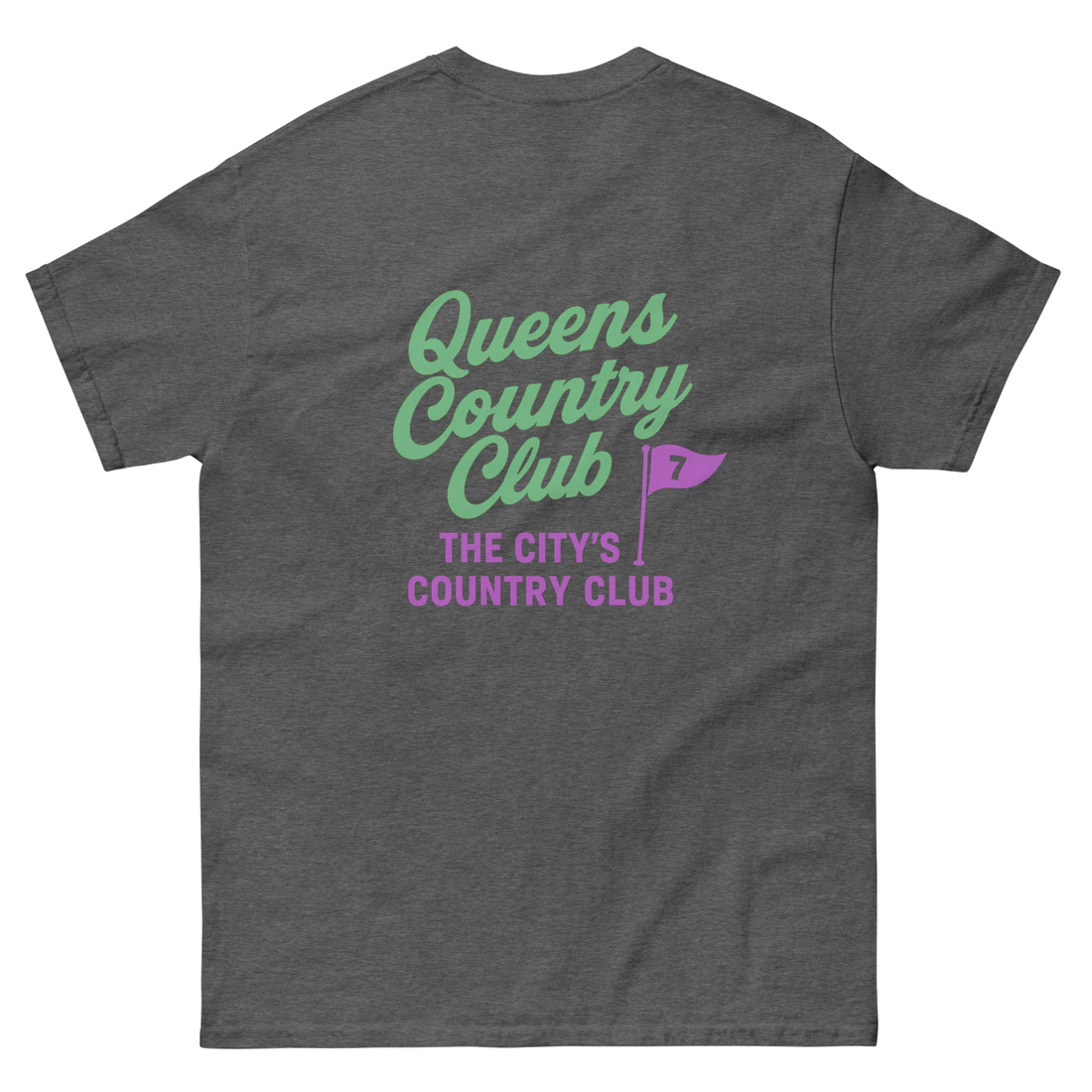 Queens CC “City’s Country Club” Tee – product view 12, Queens golf apparel by Queens Country Club