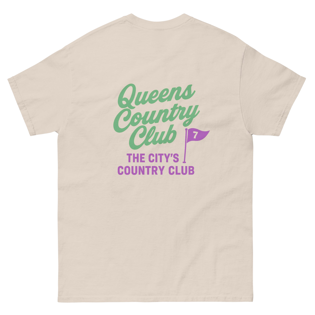 Queens CC “City’s Country Club” Tee – product view 20, Queens golf apparel by Queens Country Club