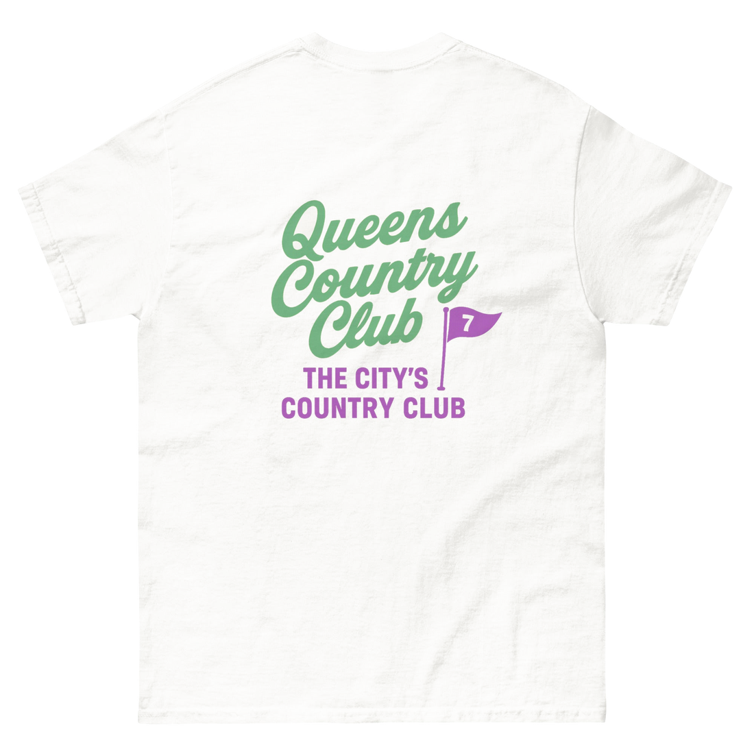 Queens CC “City’s Country Club” Tee – product view 28, Queens golf apparel by Queens Country Club
