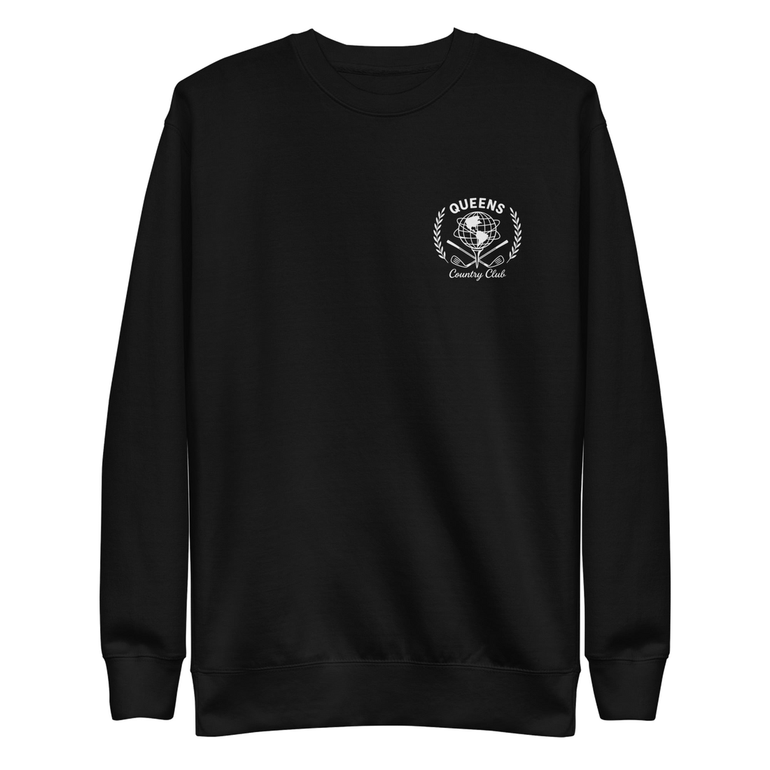 Queens Unisphere Golf Ball Tee Sweatshirts Black Front | Queens Country Club