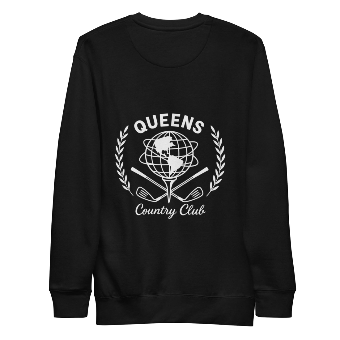 Queens Unisphere Golf Ball Tee Sweatshirts Black Back | Queens Country Club