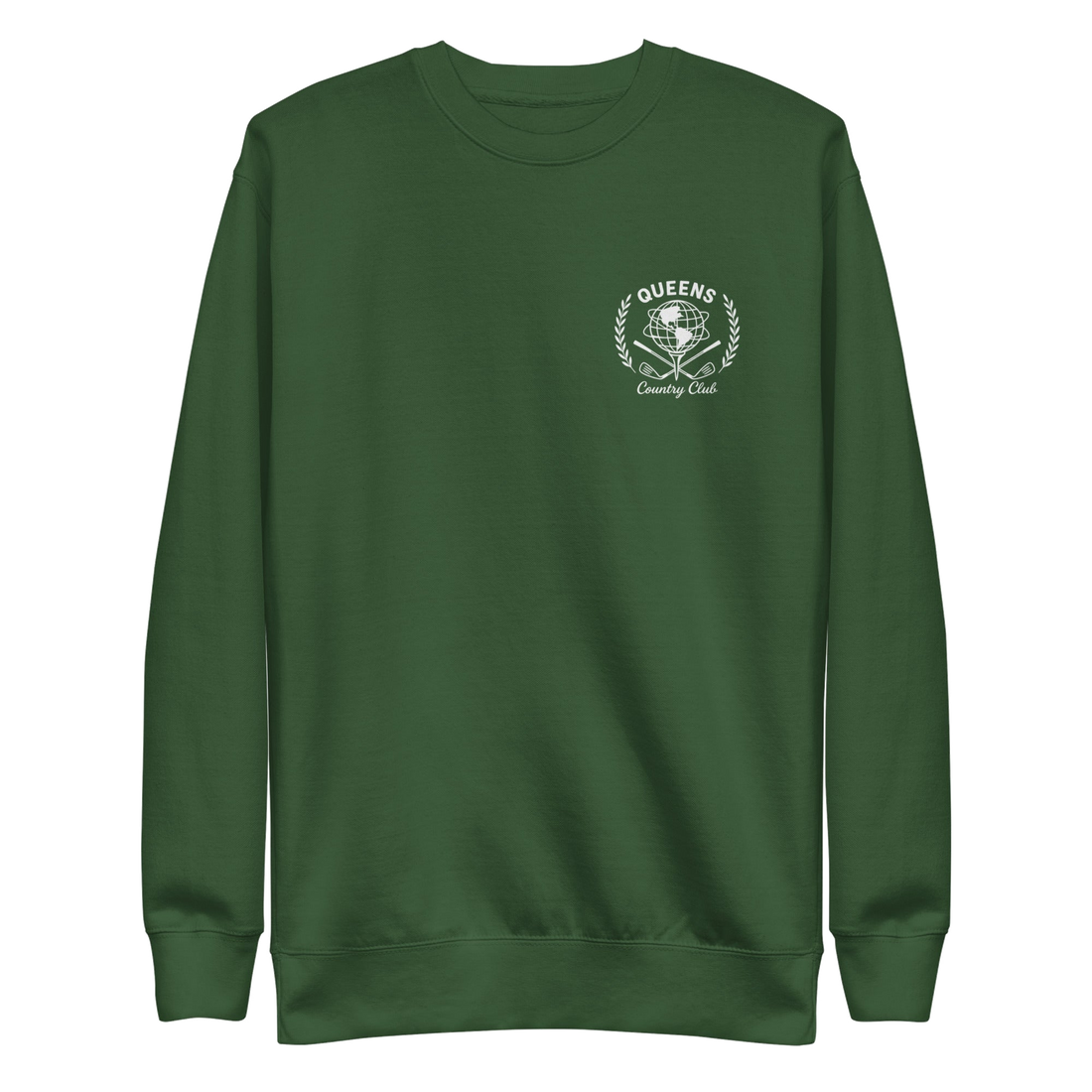 Queens Unisphere Golf Ball Tee Sweatshirts Forest Green | Queens Country Club