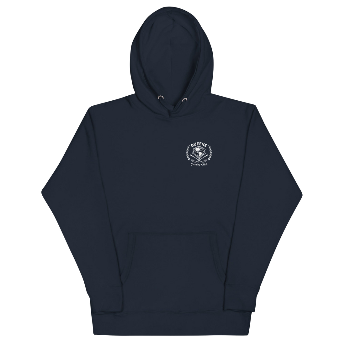 Queens Unisphere Golf Ball Tee Hoodie Navy | Queens Country Club