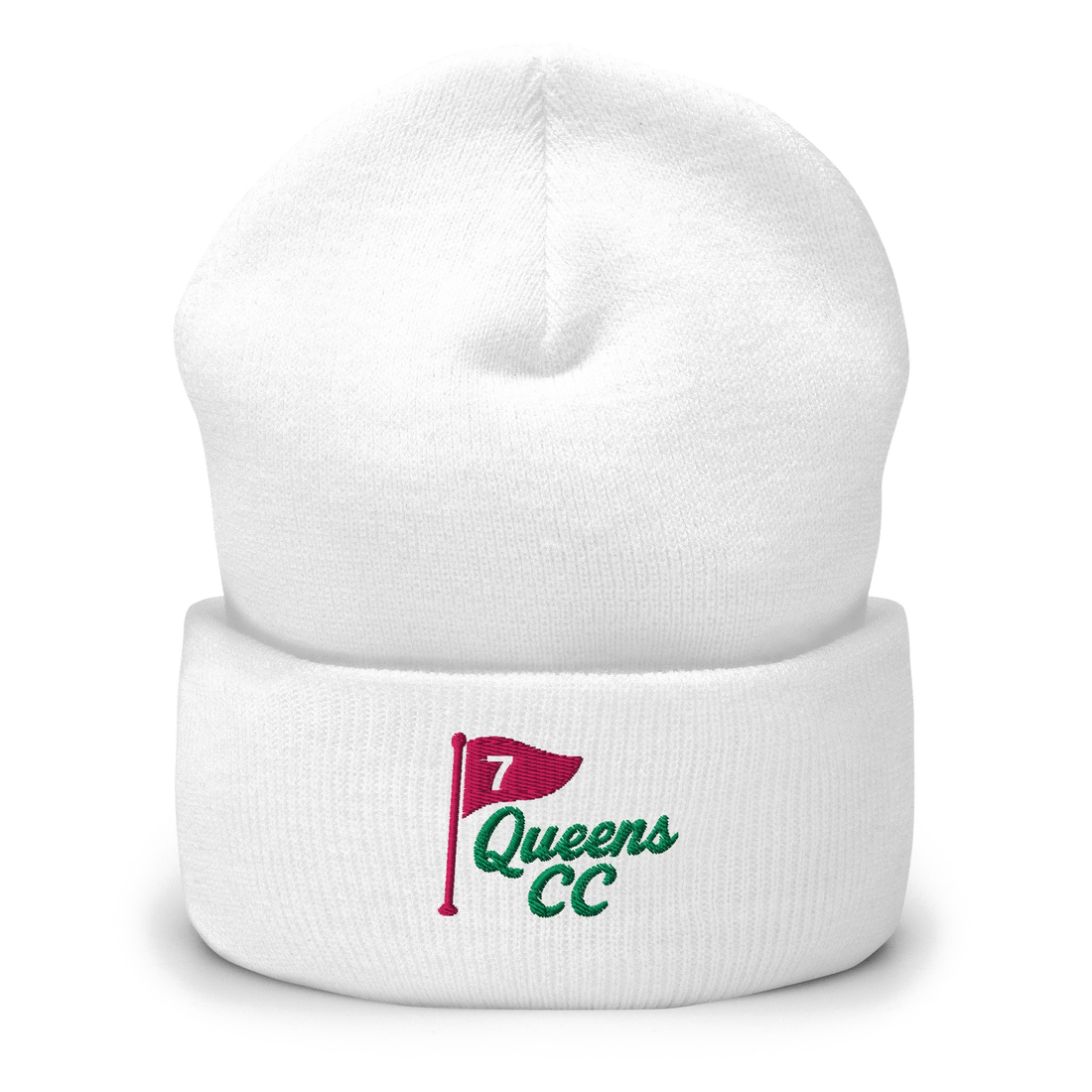 No.7 QCC Beanie in white | Queens Country Club
