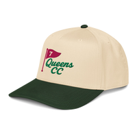 QCC NO. 7 Golf Cap in Green Brim Natural Color | Queens Country Club