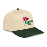 QCC NO. 7 Golf Cap in Green Brim Natural Color | Queens Country Club